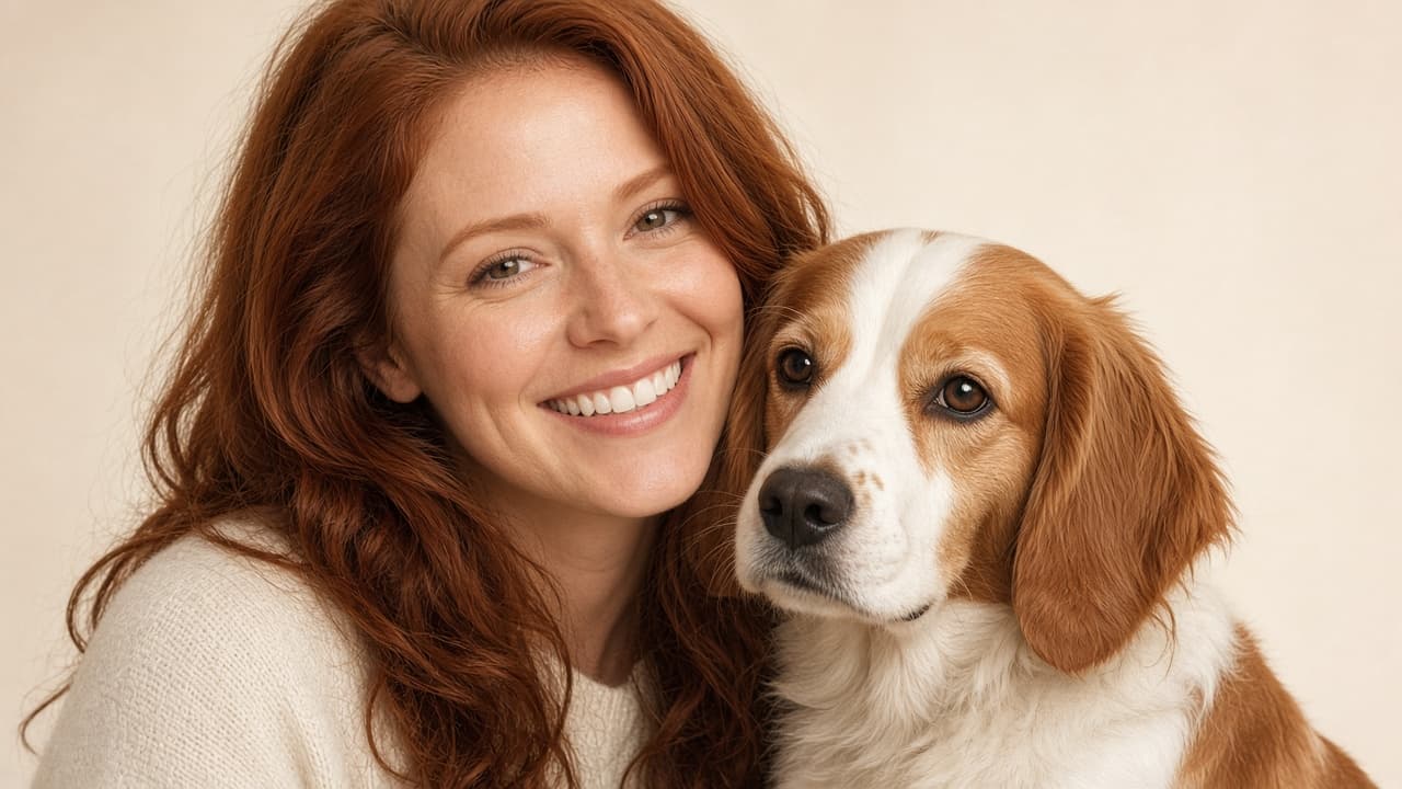Sample portrait of a person and a dog together